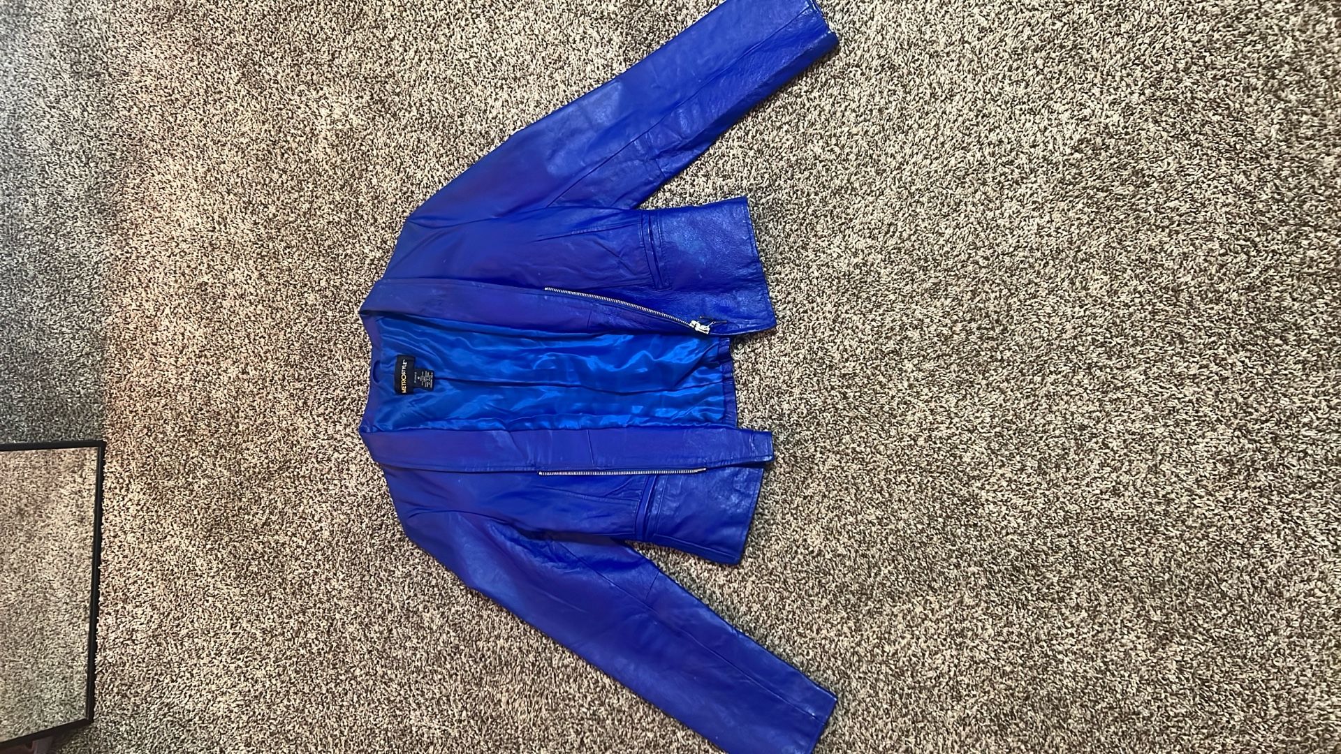 Vintage Blue Leather Jacket 