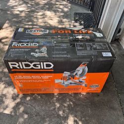 RIDGID 15 Amp Corded 12 in. Dual Bevel Sliding Miter Saw with 70 Deg. Miter Capacity and LED Cut Line Indicator