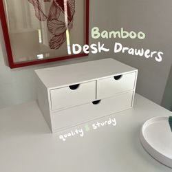 Bamboo Desk Organizer with 3 Drawers Makeup Storage