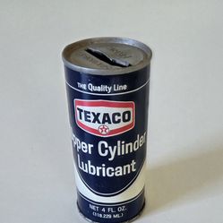 Vintage Texaco Upper Cylinder Lubricant Tin Can Coin Bank Piggy Bank