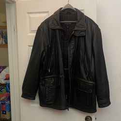 Mens London Fog Leather Jacket XL