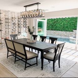 Extendable Black Wood Dining Table – Like New