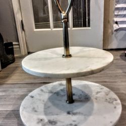 Two Tier White Marble Cake Stand Or Serving Platter From Macy's