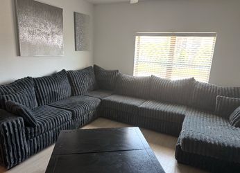 Dark Grey/ Charcoal 4-Piece Sectional with Chaise