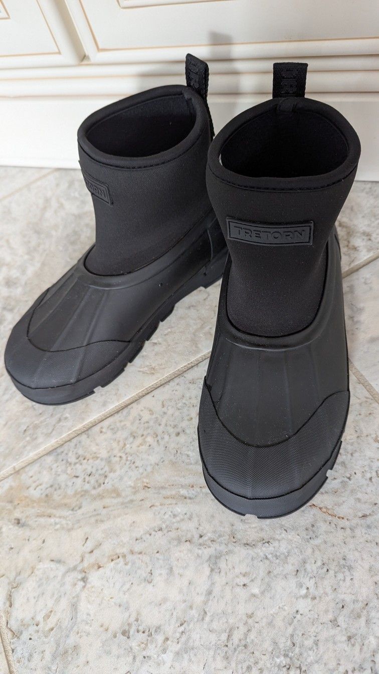 Tretorn Zara Black Neutral Kids Rain Snow Ankle Boots Size 4 US (EU 36)