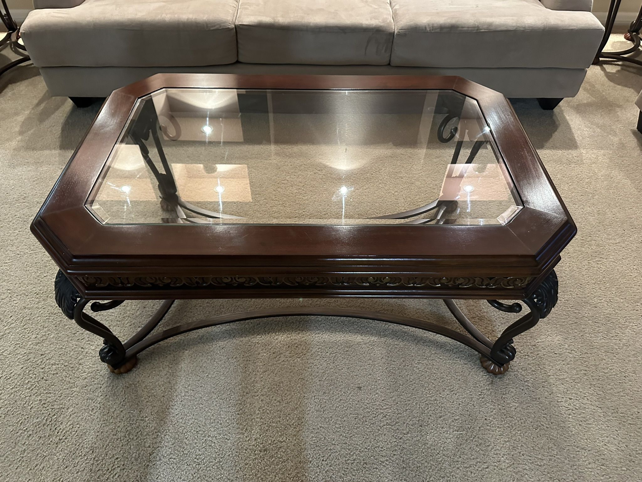 3 End Tables; Coffee Glass Table And A Tv Stand