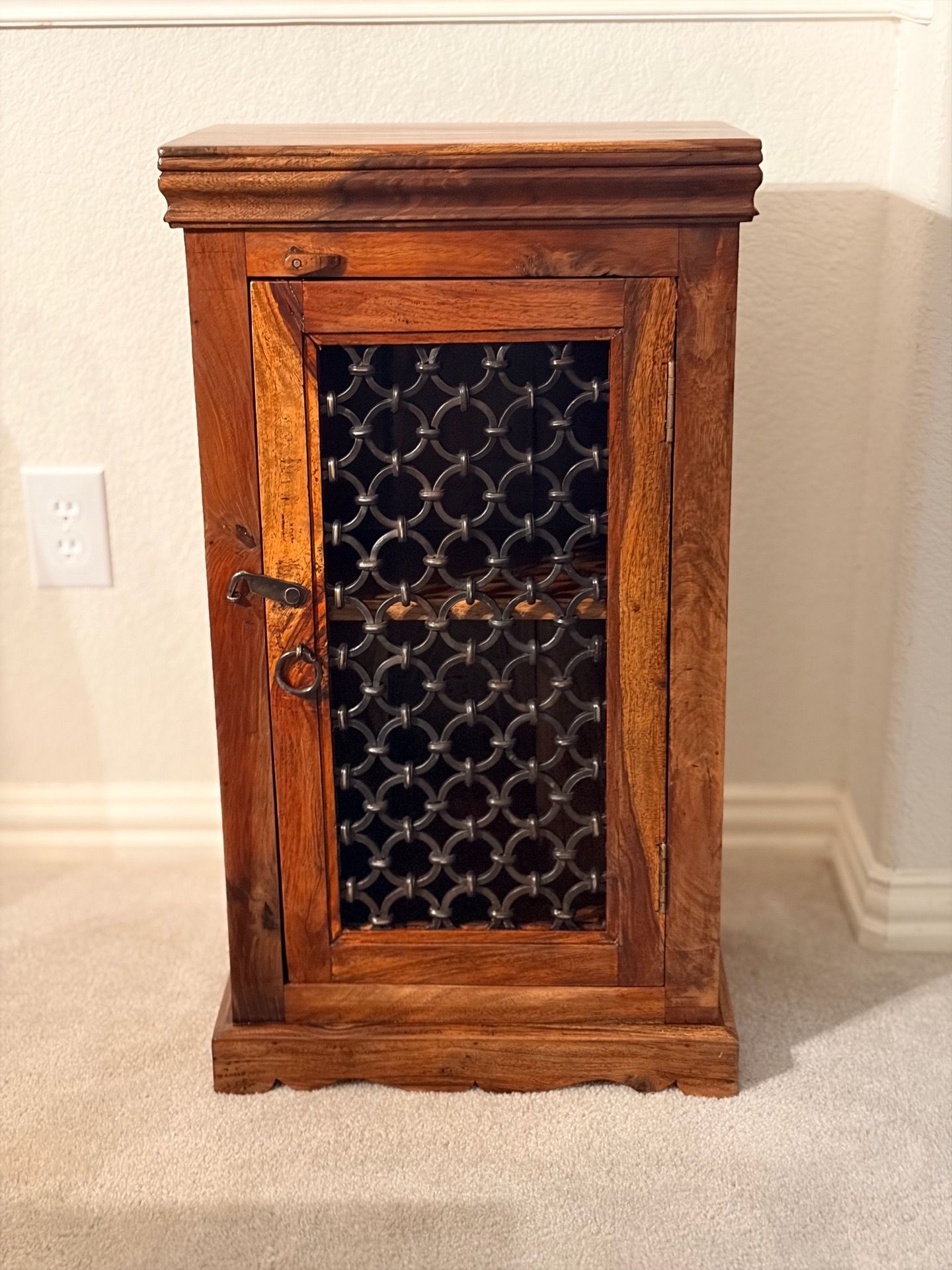Wooden Storage Cabinet with Metal Grate