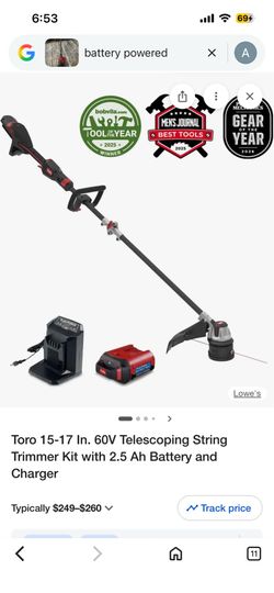 Toro 15-17 In. 60V Telescoping String Trimmer Kit with 2.5 Ah Battery and Charger