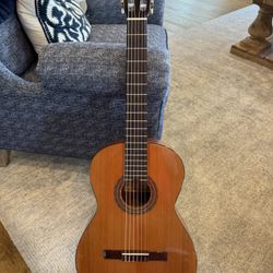 Vintage Esteve Classical Guitar, natural brown wood