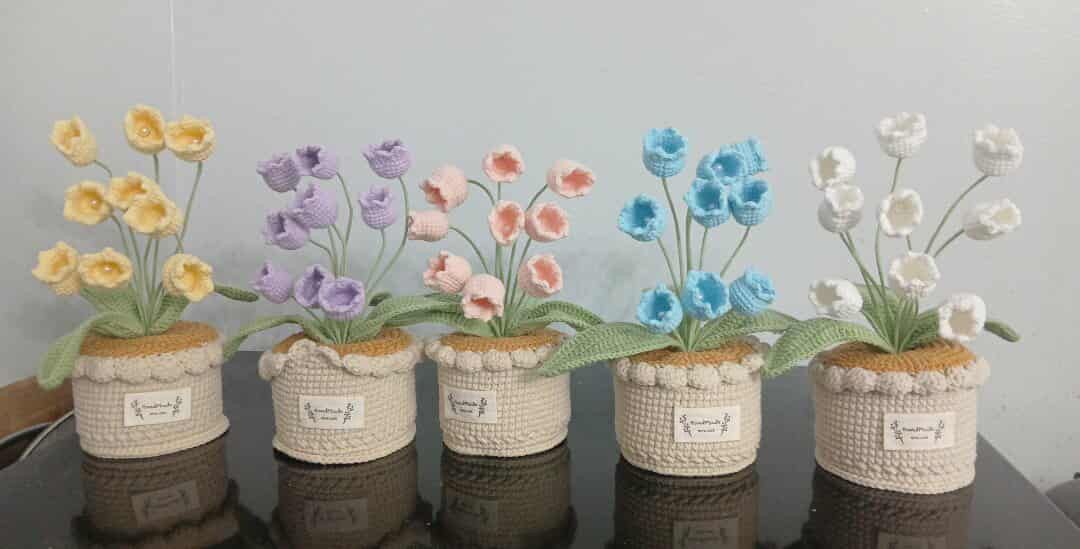 Crochet Lily Of The Valley In Pot