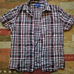 APT.9 Premier Flex Slim Fit Plaid Flannel Short Sleeve Button Up (Medium) Everyday Casual Y2K