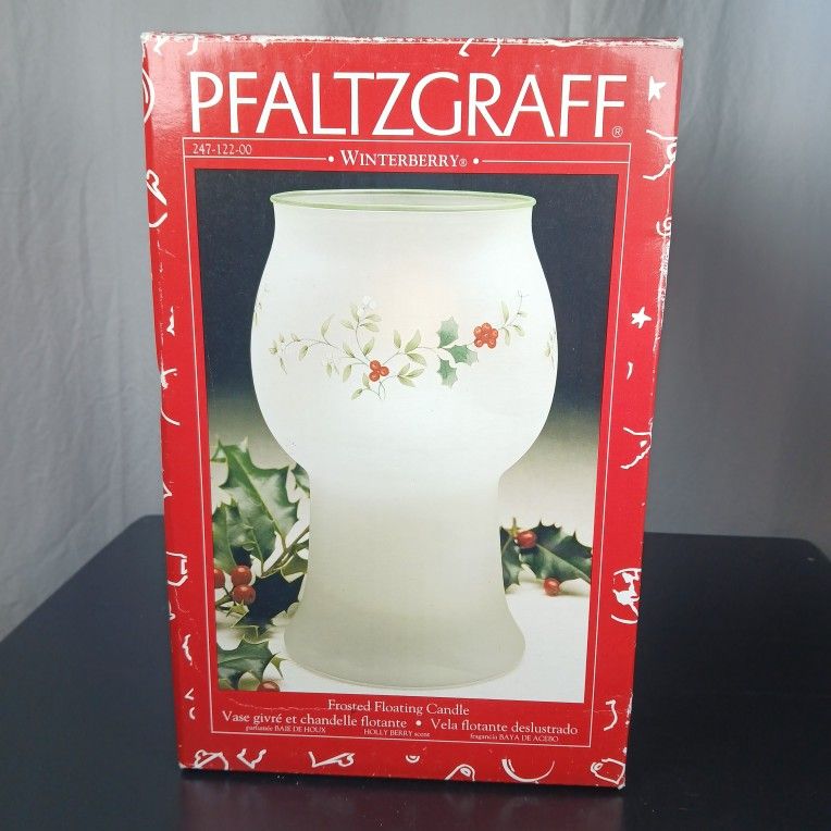1998 Pfaltzgraff Winterberry Frosted Candle Holder Holly Christmas Table Decor 