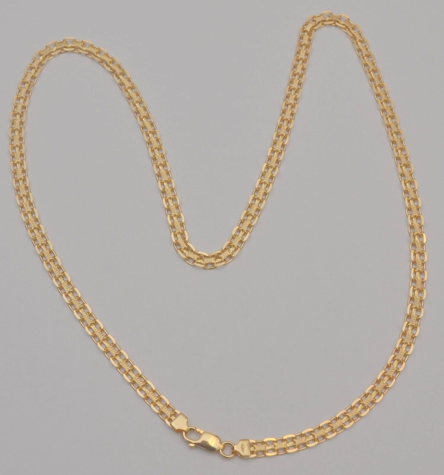 18K Yellow Gold 20” Bismark Link Chain Necklace Solid Lobster Clasp