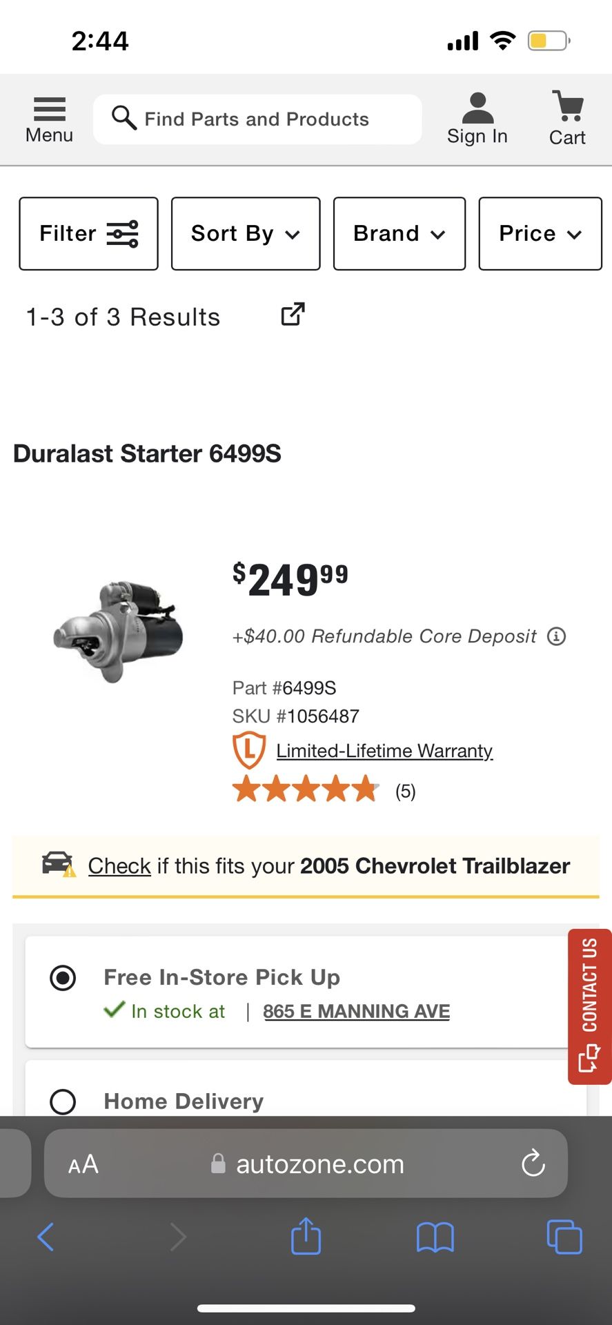 2005 Chevy Trailblazer Starter Brand New