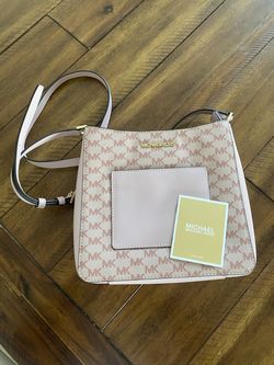 Michael Kors Powder Blush Crossbody Bag - MK Signature Canvas (Excellent Condition)