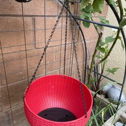 Hanging Planters Red Flower Pot