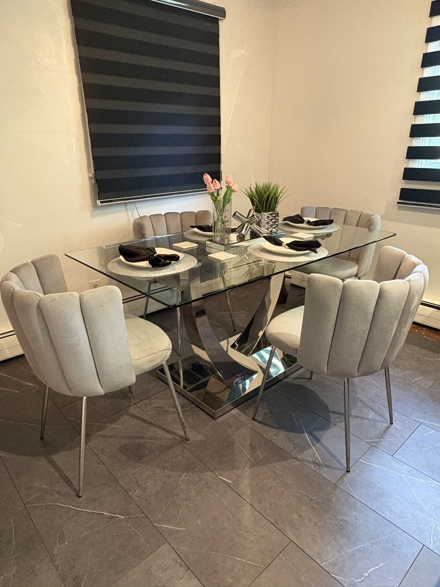 Dining Table Set With 4 Modern Chairs