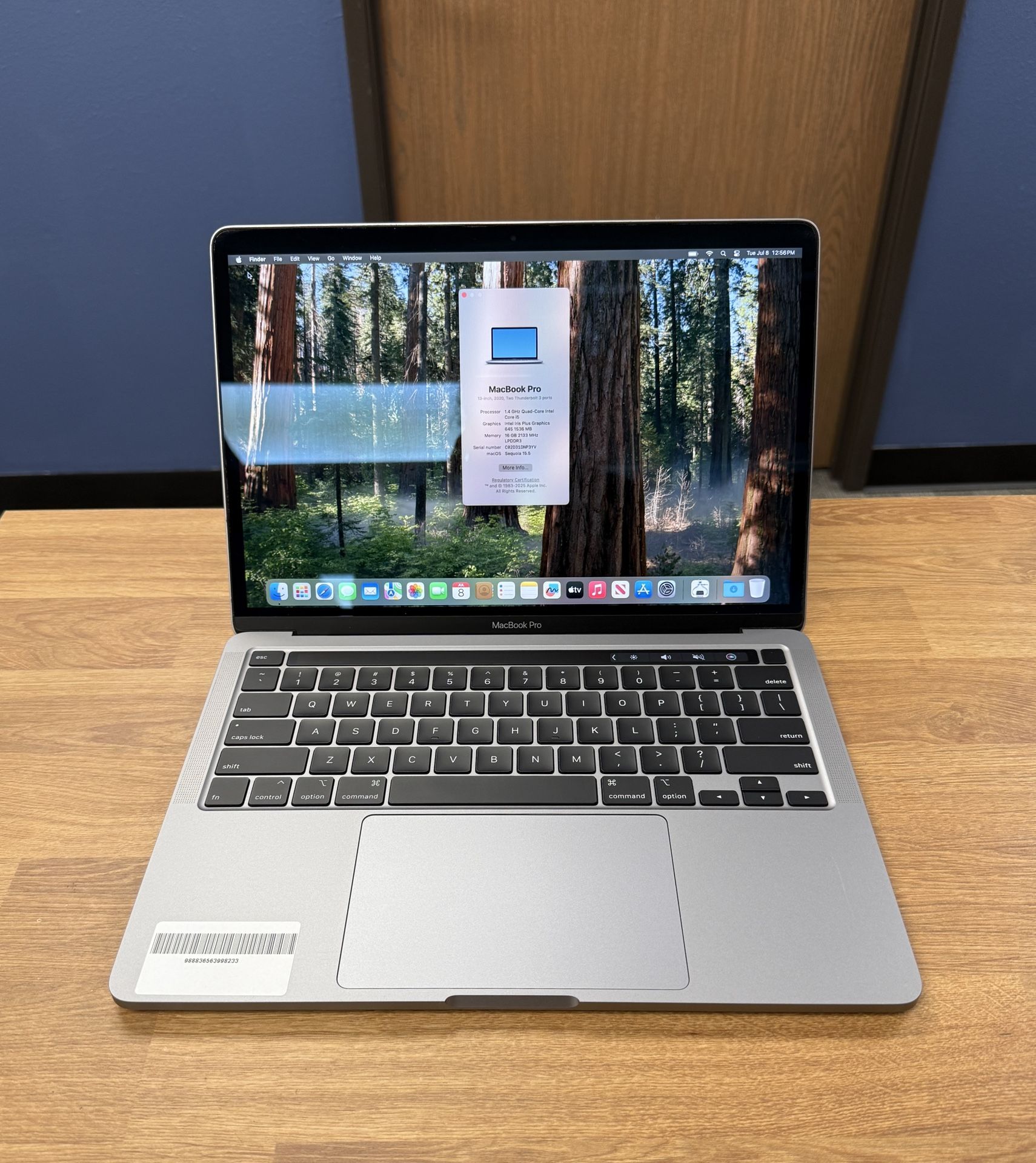 13" MacBook Pro Touchbar*1.4Ghz Intel Core i5*16GB RAM*256GB SSD