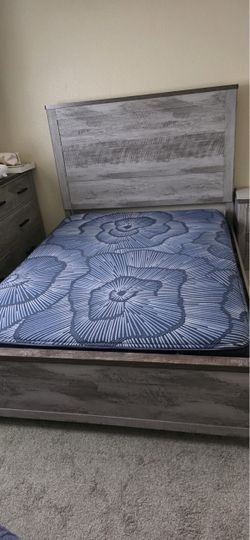 Queen bed frame and mattress