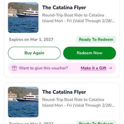 Two Adult Catalina Round Trip Tickets 