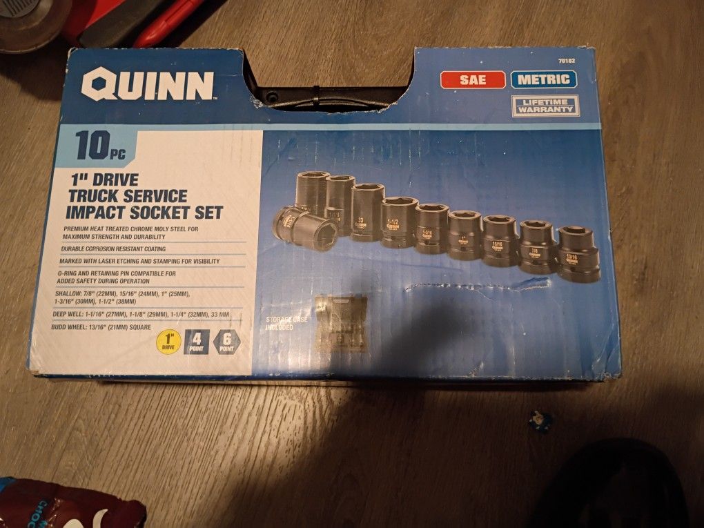 Quinn 1" Drive SAE and Metric Truck Service Impact Socket Set