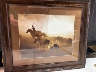 Large Framed Western Cowboy Wall Art – Rustic Decor (Dust & Dominion)