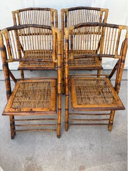Vintage mid century Bamboo folding chairs