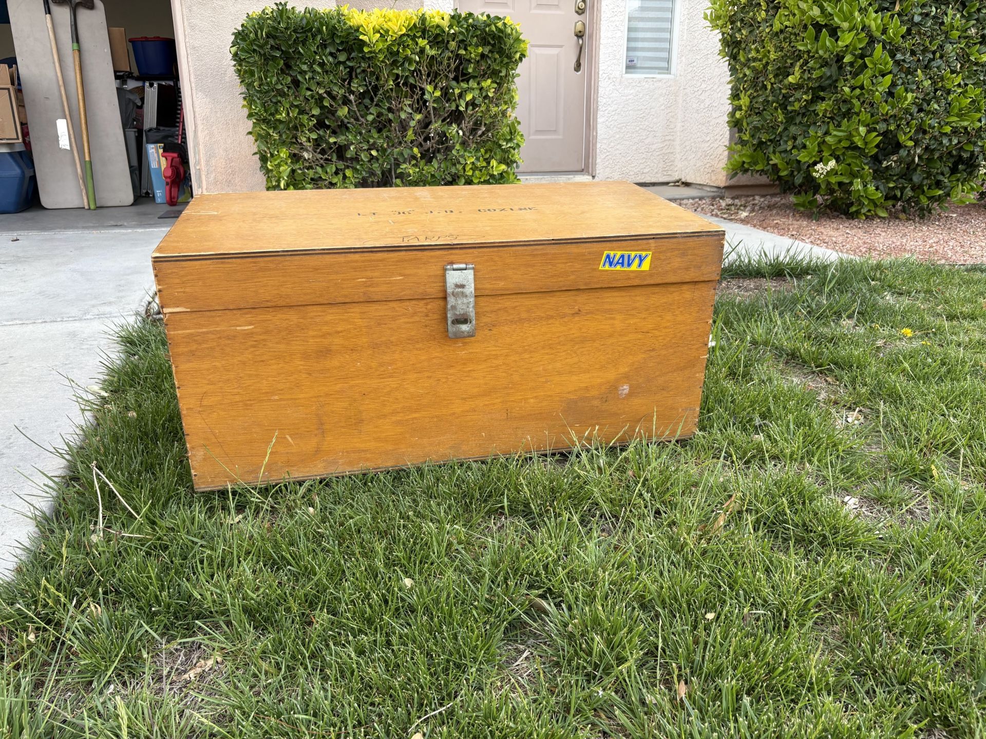vintage wooden plywood storage box