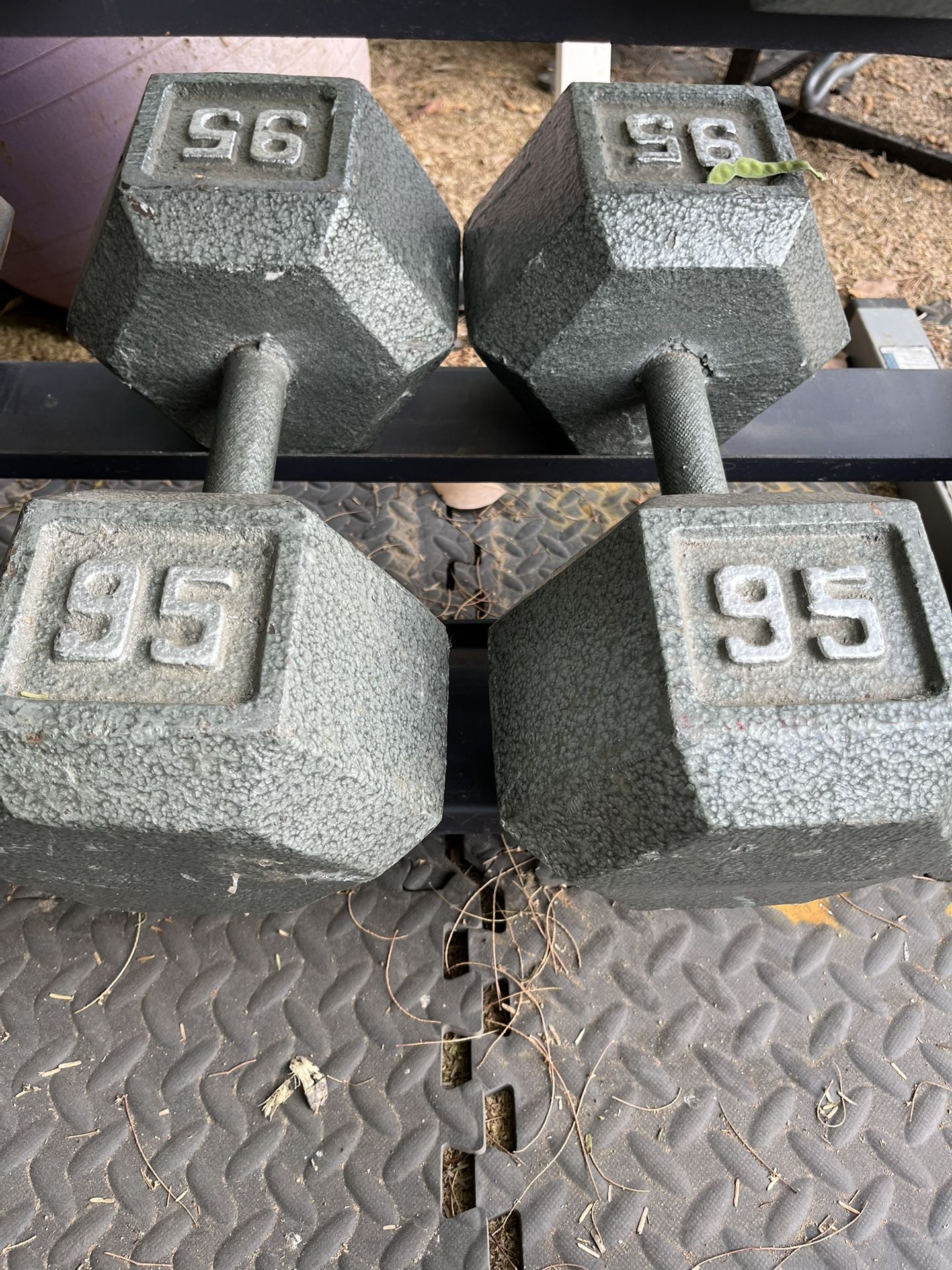 95lb Hex Iron Dumbbell Set Weights