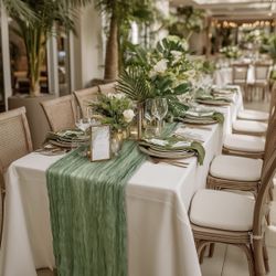 3pack Sage Green Cheesecloth Table runners