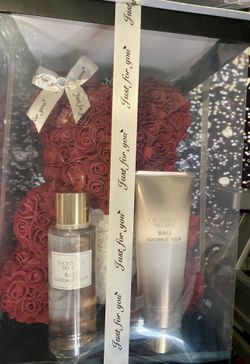 Burgundy Rose Bear With Victoria’s Secret Set