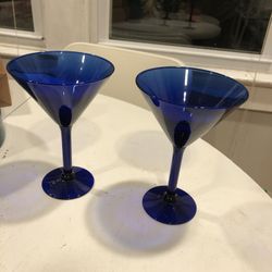 2 Gorgeous Cobalt Blue Martini Glasses
