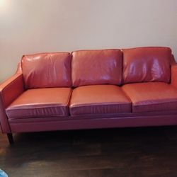 Pink Vegan Leather Couch