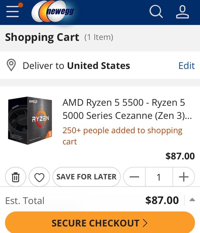 AMD Ryzen 5 5500 6-Core, 12-Thread Desktop Processor with Wraith Stealth 