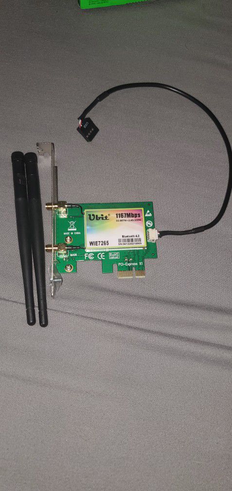Ubit Wireless Network Wifi Card For PC Dual Band Wireless-AC 7265, AC1200Mbps BT 4.0 Card.