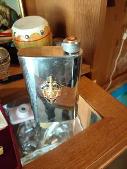 Stainless Steel Hip Flask with Military Badge