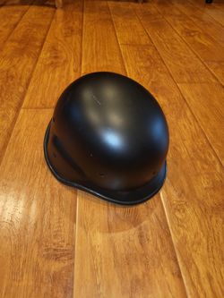 WWII-Style Replica Helmet – Black Hard Plastic w/ Green Chin Strap – Airsoft/Cosplay
