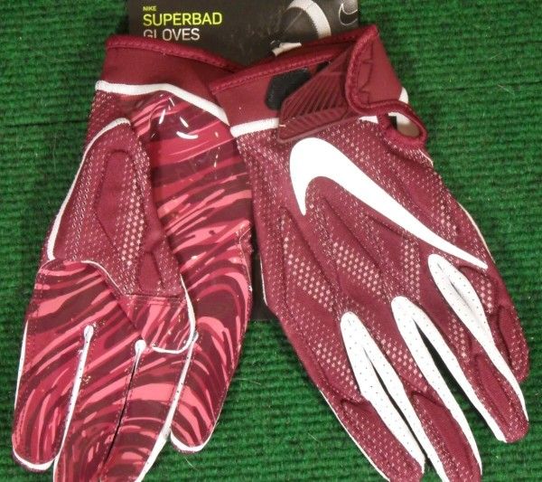 Brand New Nike Superbad Football Gloves Maroon White Men Size 2XL