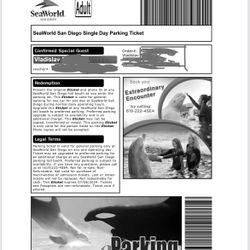 SeaWorld Parking Ticket