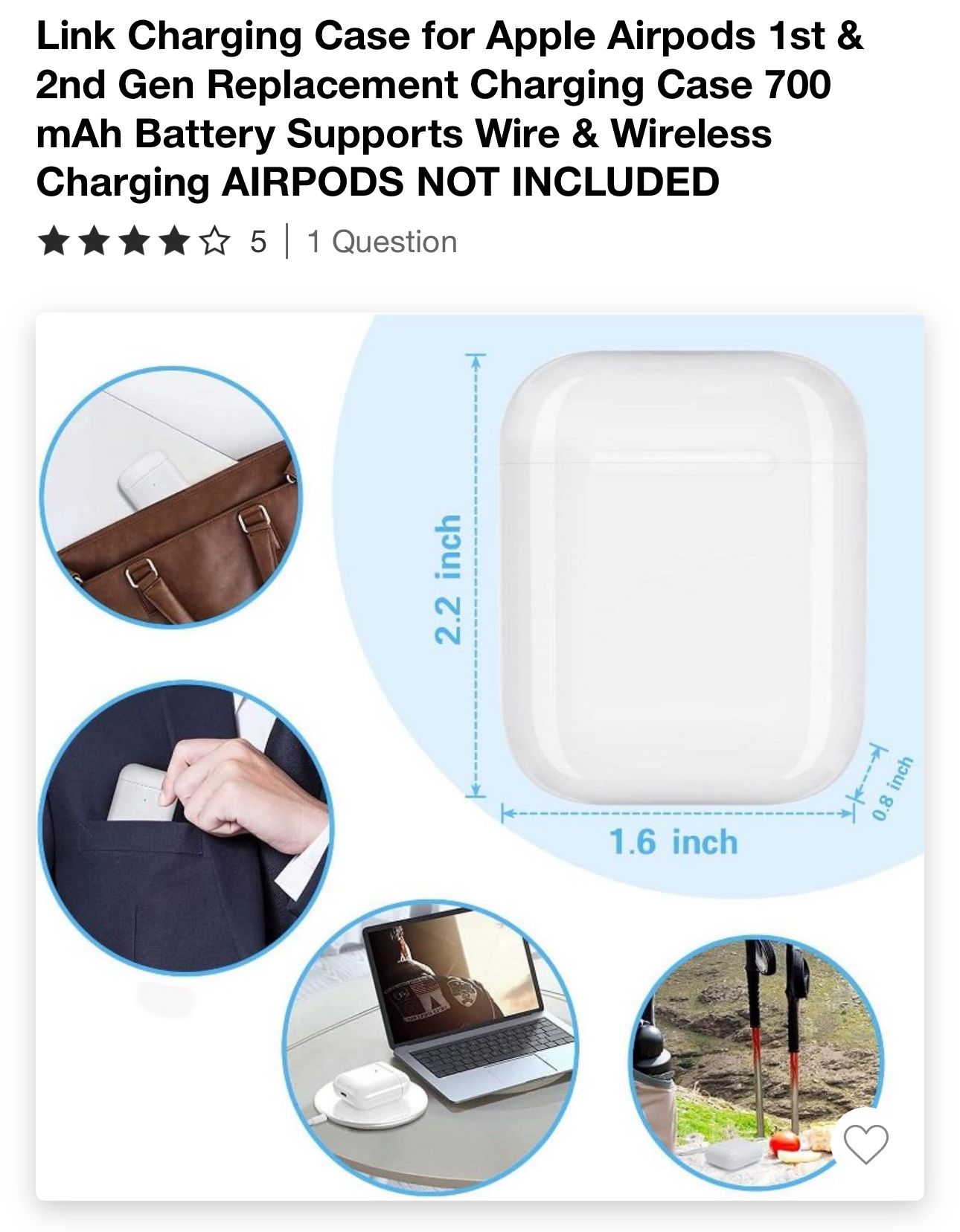 Genuine Apple AirPods 2nd Generation Charging Case Only - White - Replacement