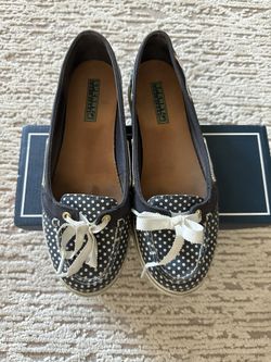 Sperry Navy Polka Dot Slip-on