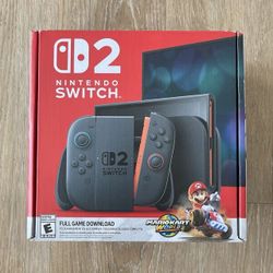 Nintendo Switch 2 Black Console Mario Kart World Bundle Game Download.