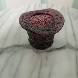 Vintage Fenton Purple Glass Daisy & Button Top Hat