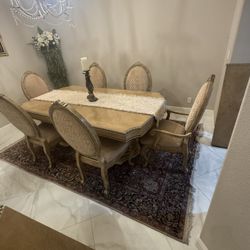 Elegant Dining Table 6 Chairs 2 Leafs 
