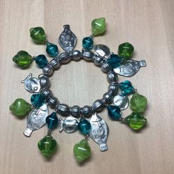  Chunky Aqua Lime Green Sea Life Stretch Bracelet