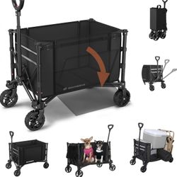 Collapsible Wagon with Wheels,440LBS Wagon Cart 