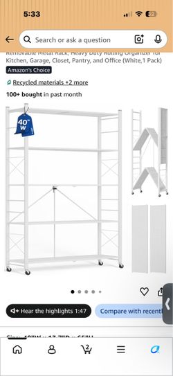 White Heavy Duty Rolling Metal Shelf Rack