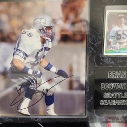Collectors Plaque Signed 8×10 Brian "The Boz " Bosworth Seattle Seahawks Photo with card & C.O.A!!