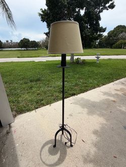 Solid heavy black iron floor lamp