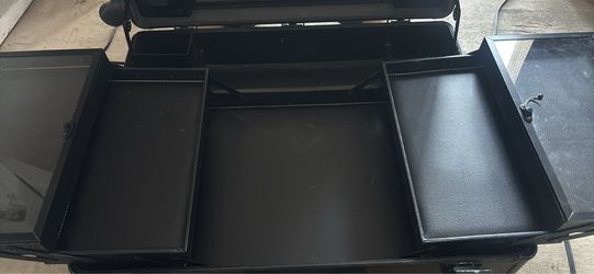 MAYLAN Makeup Train Stand Case With Pro Studio Artist Trolley And Lights, Black